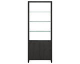 Charcoal Ash Veneer & Polished Tempered Glass | BDI Linea 33" Shelf | Valley Ridge Furniture