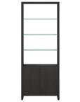 Charcoal Ash Veneer & Polished Tempered Glass | BDI Linea 33" Shelf | Valley Ridge Furniture