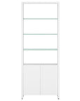 Satin White Veneer & Polished Tempered Glass | BDI Linea 33" Shelf | Valley Ridge Furniture