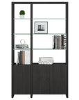 Charcoal Ash Veneer & Polished Tempered Glass | BDI Linea 50" Shelf | Valley Ridge Furniture