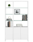 Satin White Veneer & Polished Tempered Glass | BDI Linea 50" Shelf | Valley Ridge Furniture