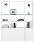 Satin White Veneer & Polished Tempered Glass | BDI Linea 66" Shelf | Valley Ridge Furniture
