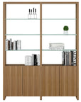 Natural Walnut Veneer & Polished Tempered Glass | BDI Linea 64" Shelf | Valley Ridge Furniture