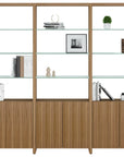 Natural Walnut Veneer & Polished Tempered Glass | BDI Linea 96" Shelf | Valley Ridge Furniture