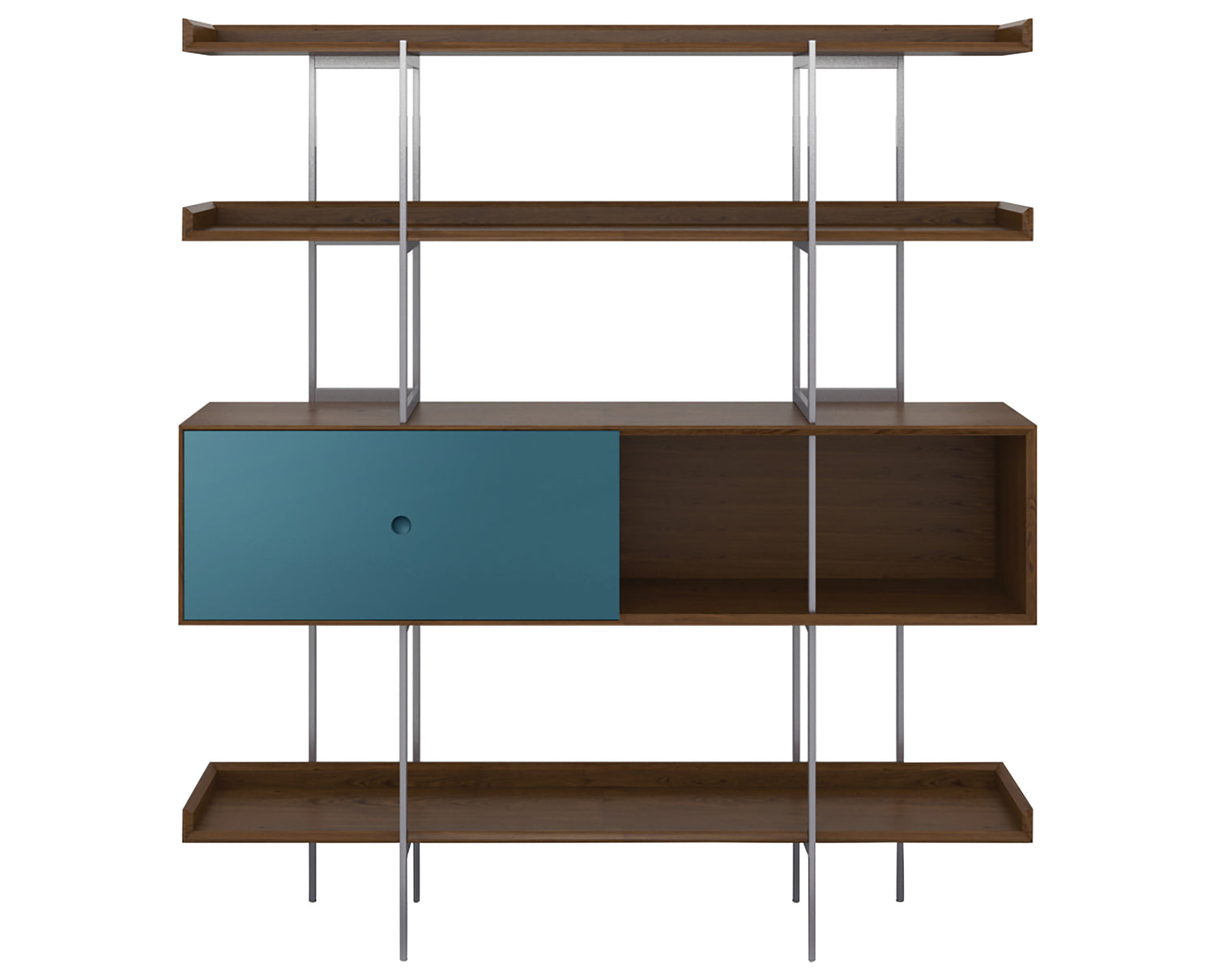 Toasted Walnut & Marine Veneer with Grey Steel | BDI Margo Shelf Unit | Valley Ridge Furniture