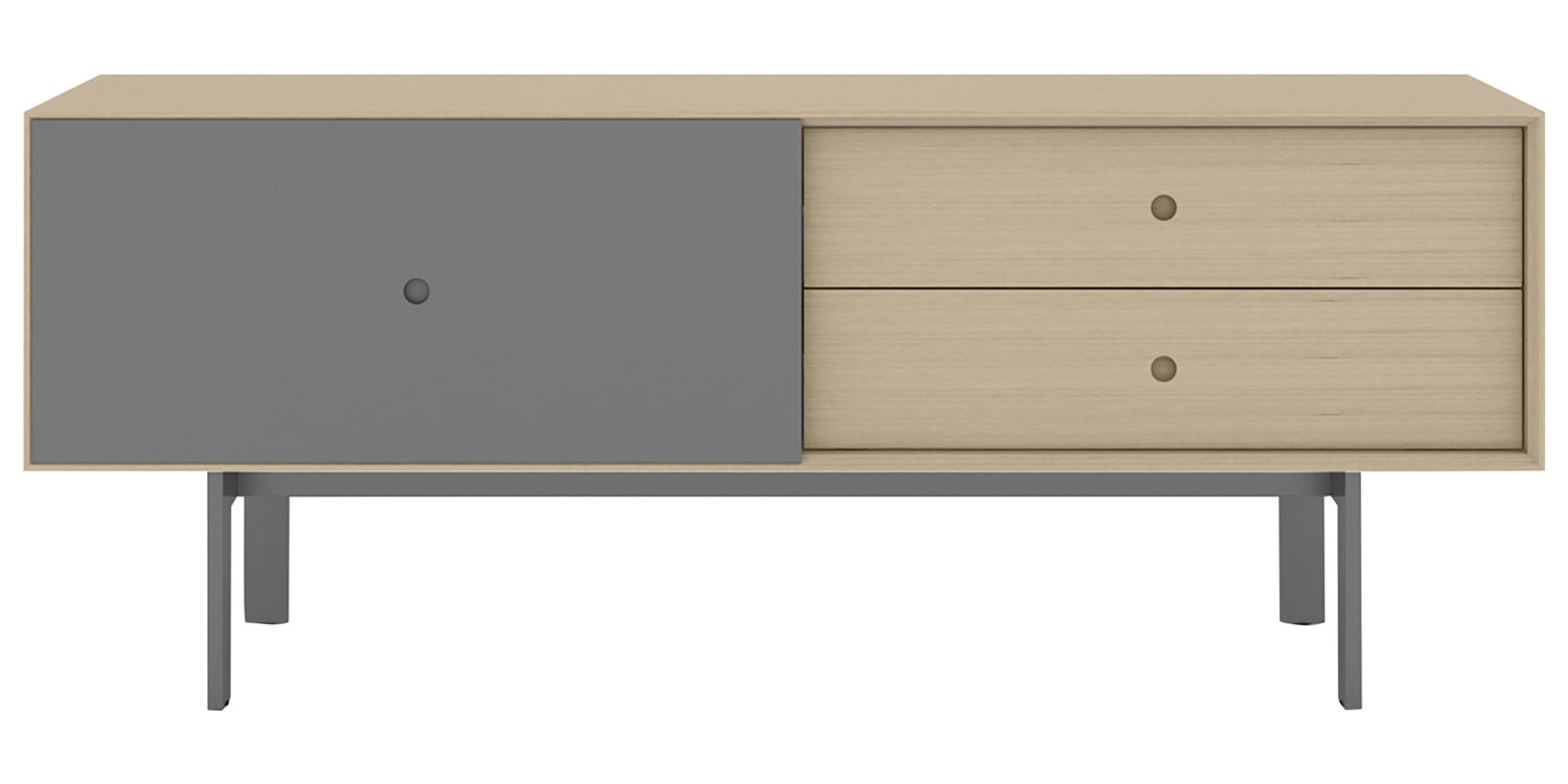 Drift Oak & Fog Grey Veneer with Grey Steel | BDI Margo Light Media Console | Valley Ridge Furniture