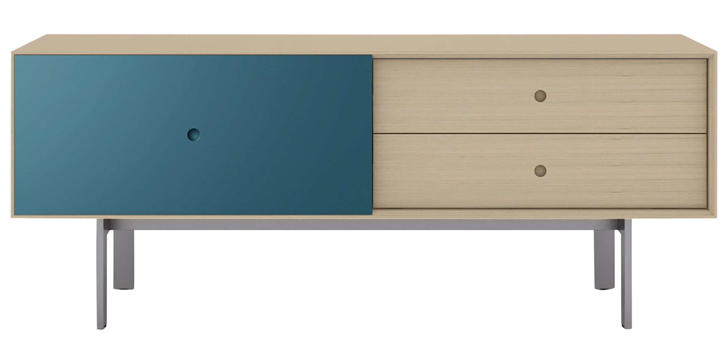 Drift Oak &amp; Marine Veneer with Grey Steel | BDI Margo Light Media Console | Valley Ridge Furniture