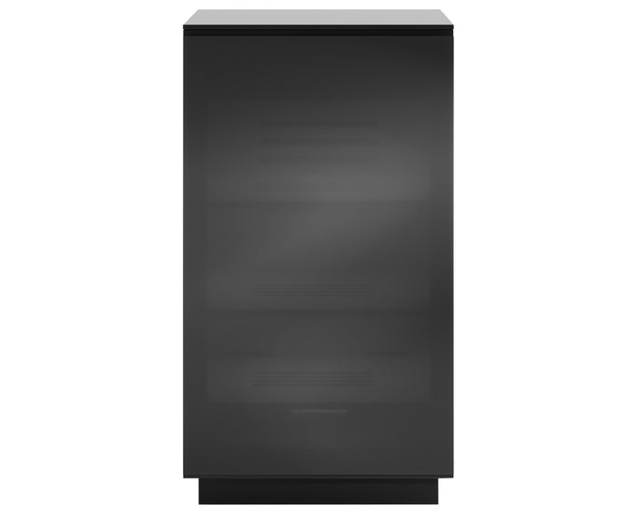 Black Polished Tempered Glass | BDI Mirage Audio Tower | Valley Ridge Furniture