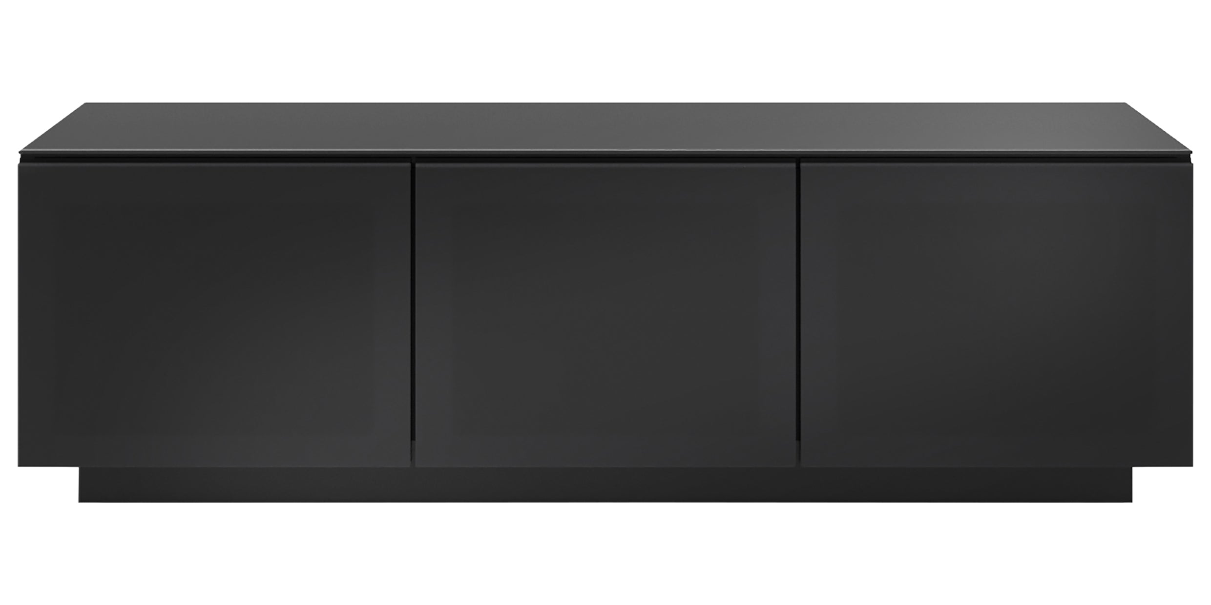 Black Polished Tempered Glass | BDI Mirage Large Media Cabinet | Valley Ridge Furniture