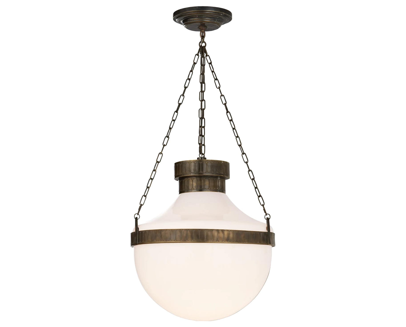 Antique Brass with Verde & White Glass | Modern Schoolhouse Lantern | Valley Ridge Furniture