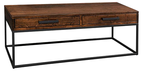 Brushwork Maple Mocha with Sunrise Metal Black | Handstone Muskoka Condo Coffee Table | Valley Ridge Furniture