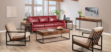 Brushwork Maple Mocha with Sunrise Metal Black | Handstone Muskoka Sofa Table | Valley Ridge Furniture