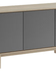 Drift Oak Veneer & Grey Perforated Steel | BDI Octave 3 Door Media Cabinet | Valley Ridge Furniture