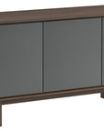 Toasted Walnut Veneer & Grey Perforated Steel | BDI Octave 3 Door Media Cabinet | Valley Ridge Furniture