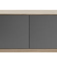 Drift Oak Veneer & Grey Perforated Steel | BDI Octave 4 Door Media Cabinet | Valley Ridge Furniture