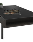 Charcoal Ash Veneer & Black Satin-Etched Glass with Black Steel | BDI Reveal Lift Coffee Table | Valley Ridge Furniture