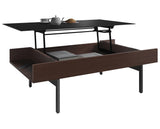 Chocolate Walnut Veneer & Black Satin-Etched Glass with Black Steel | BDI Reveal Lift Coffee Table | Valley Ridge Furniture