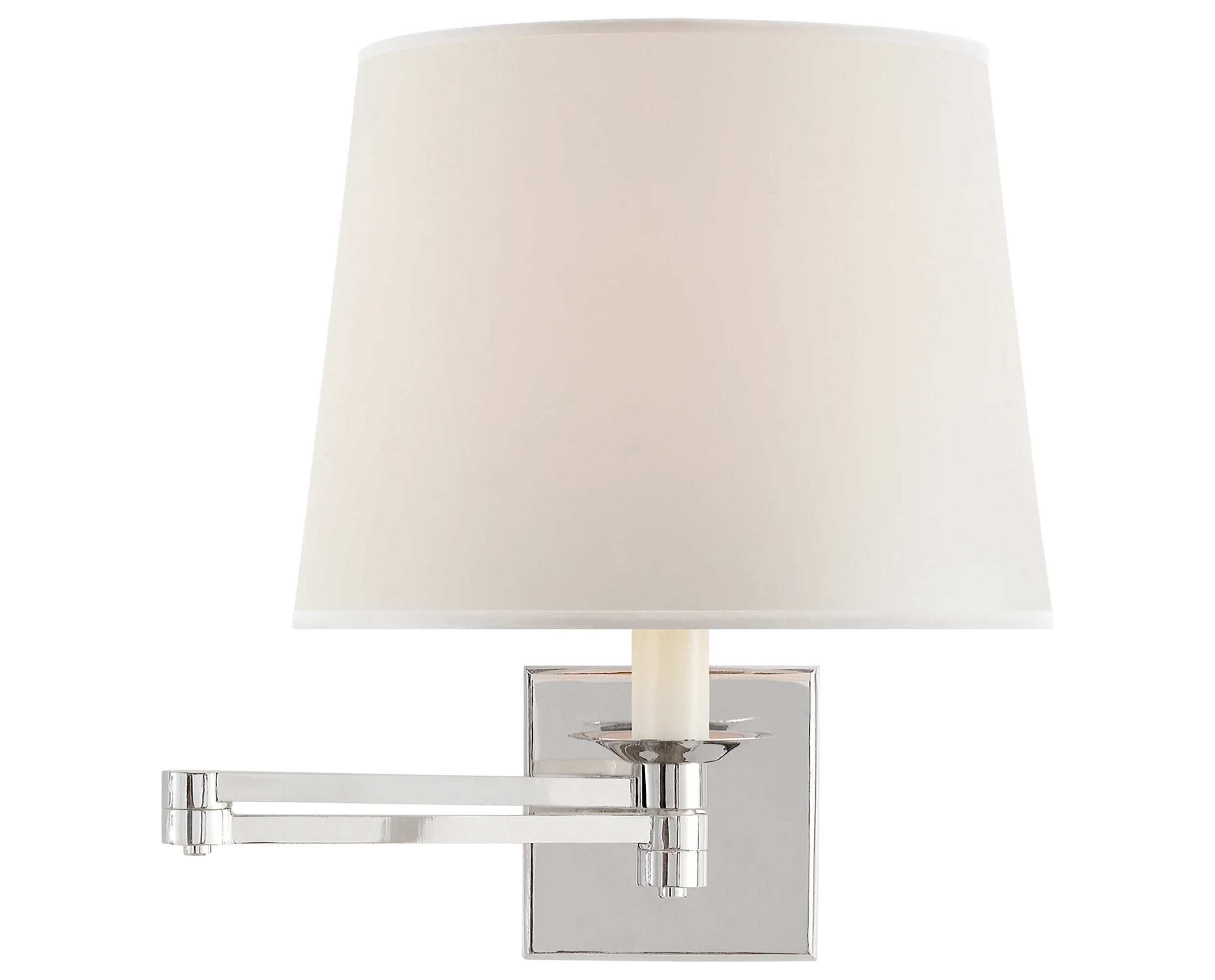 Polished Nickel & Percale Nordy | Evans Swing Arm Sconce | Valley Ridge Furniture