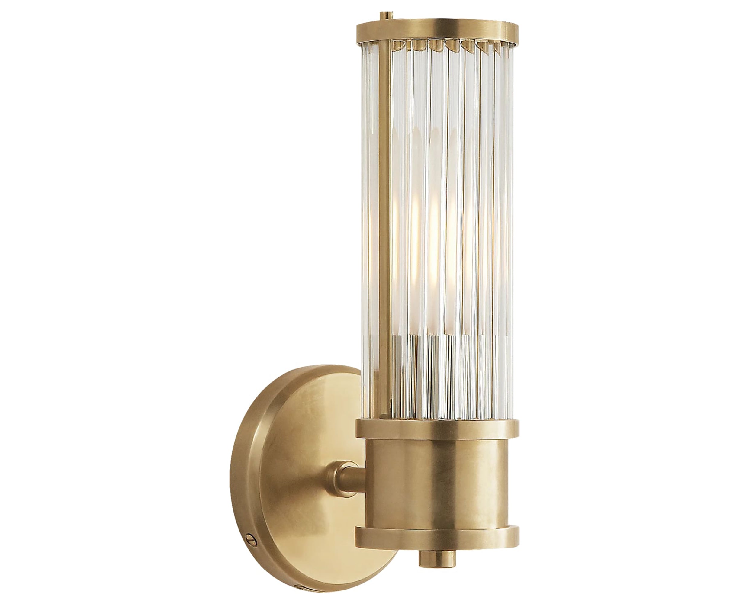 Natural Brass &amp; Clear Glass | Allen Single Sconce | Valley Ridge Furniture