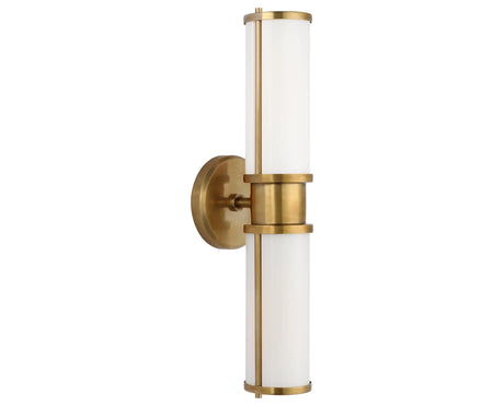 Natural Brass & White Glass | Lichfield Double Sconce | Valley Ridge Furniture