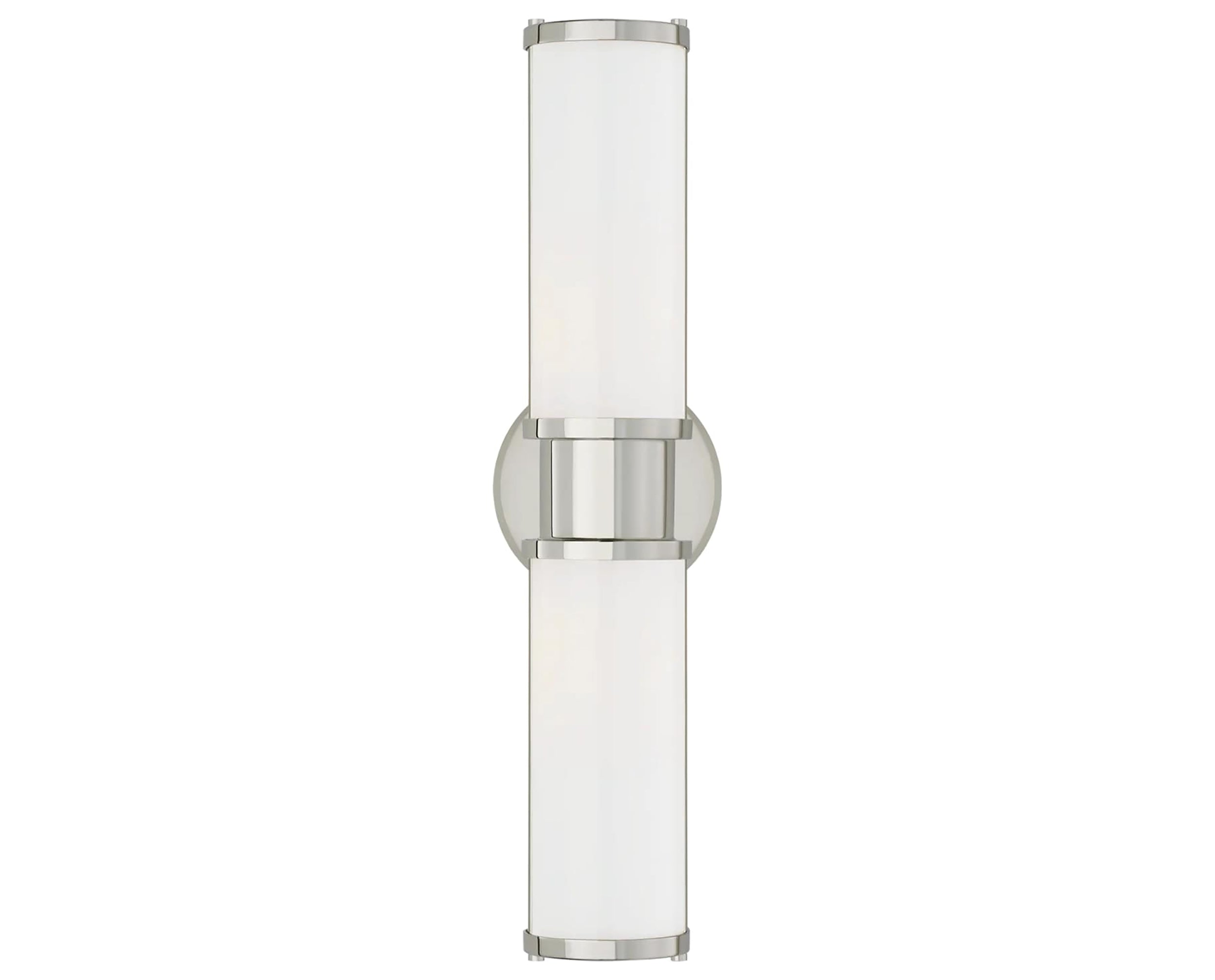 Polished Nickel &amp; White Glass | Lichfield Double Sconce | Valley Ridge Furniture