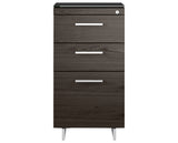 Charcoal Ash Veneer and Black Satin-Etched Glass with Satin Nickel Steel | BDI Sequel 3 Drawer File Cabinet | Valley Ridge Furniture
