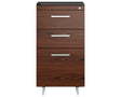 Chocolate Walnut Veneer and Black Satin-Etched Glass with Satin Nickel Steel | BDI Sequel 3 Drawer File Cabinet | Valley Ridge Furniture