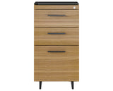Natural Walnut Veneer and Black Satin-Etched Glass with Black Steel | BDI Sequel 3 Drawer File Cabinet | Valley Ridge Furniture