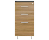 Natural Walnut Veneer and Black Satin-Etched Glass with Satin Nickel Steel | BDI Sequel 3 Drawer File Cabinet | Valley Ridge Furniture