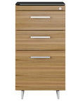 Natural Walnut Veneer and Black Satin-Etched Glass with Satin Nickel Steel | BDI Sequel 3 Drawer File Cabinet | Valley Ridge Furniture