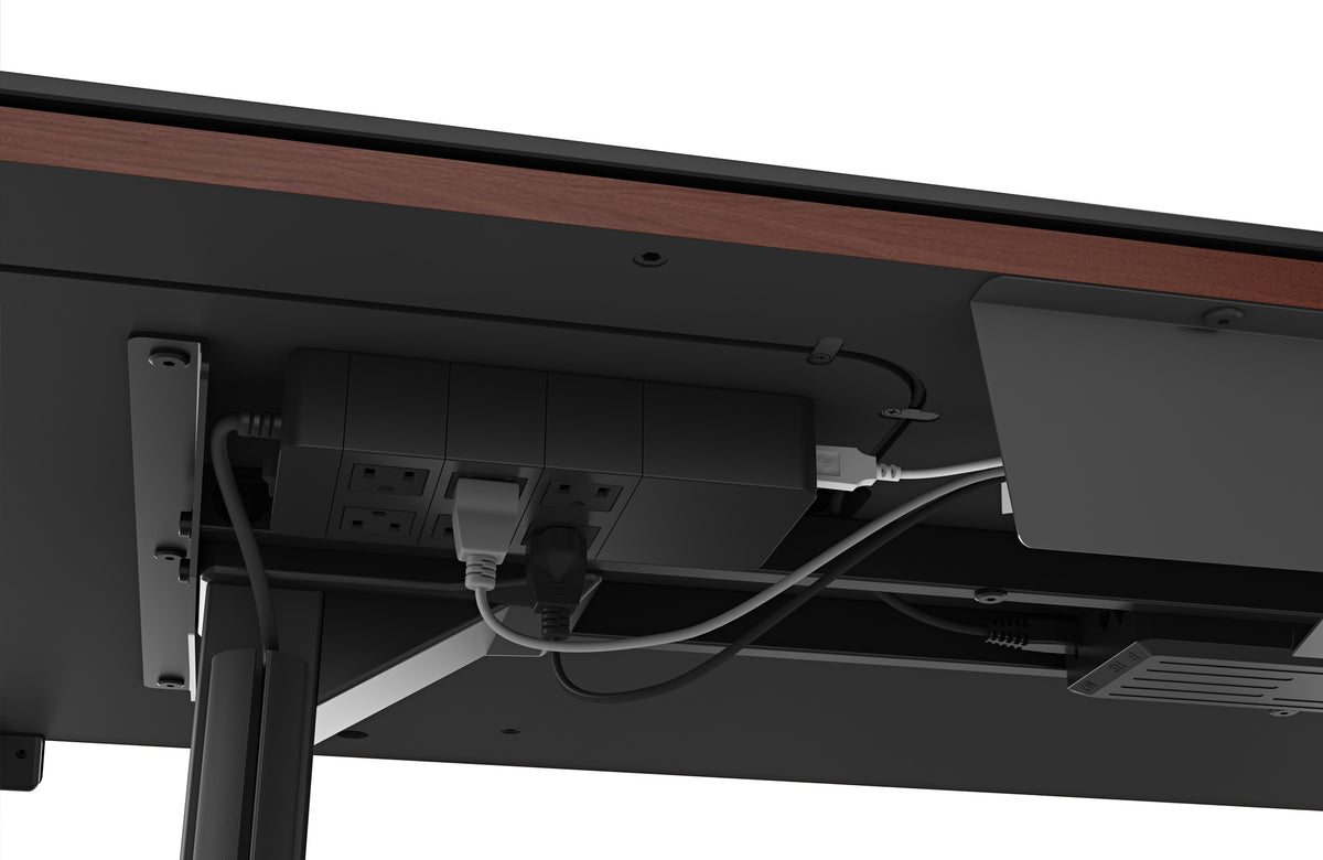 Chocolate Stained Walnut & Chocolate Walnut Veneer with Black Satin-Etched Glass & Black Steel | BDI Sequel Large Lift Desk | Valley Ridge Furniture