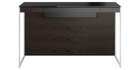 Charcoal Ash Veneer and Black Satin-Etched Glass with Satin Nickel Steel | BDI Sequel Compact Desk | Valley Ridge Furniture