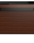 Chocolate Walnut Veneer and Black Satin-Etched Glass with Black Steel | BDI Sequel Compact Desk | Valley Ridge Furniture