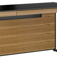 Natural Walnut Veneer and Black Satin-Etched Glass with Black Steel | BDI Sequel Compact Desk | Valley Ridge Furniture