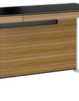 Natural Walnut Veneer and Black Satin-Etched Glass with Satin Nickel Steel | BDI Sequel Compact Desk | Valley Ridge Furniture