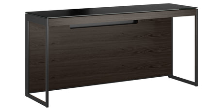 Charcoal Ash Veneer and Black Satin-Etched Glass with Black Steel | BDI Sequel Laptop Desk | Valley Ridge Furniture