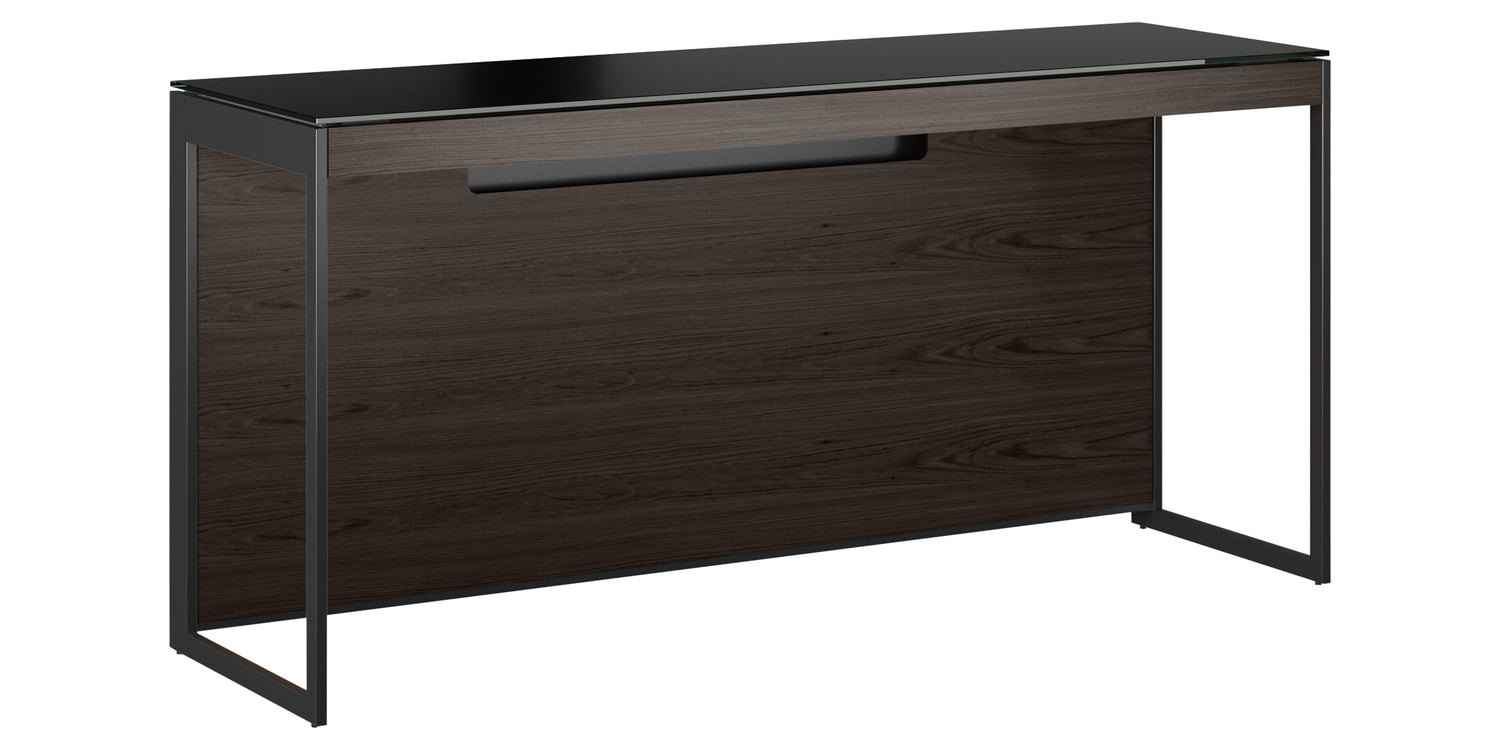 Charcoal Ash Veneer & Black Satin-Etched Glass with Black Steel | BDI Sequel Laptop Desk | Valley Ridge Furniture