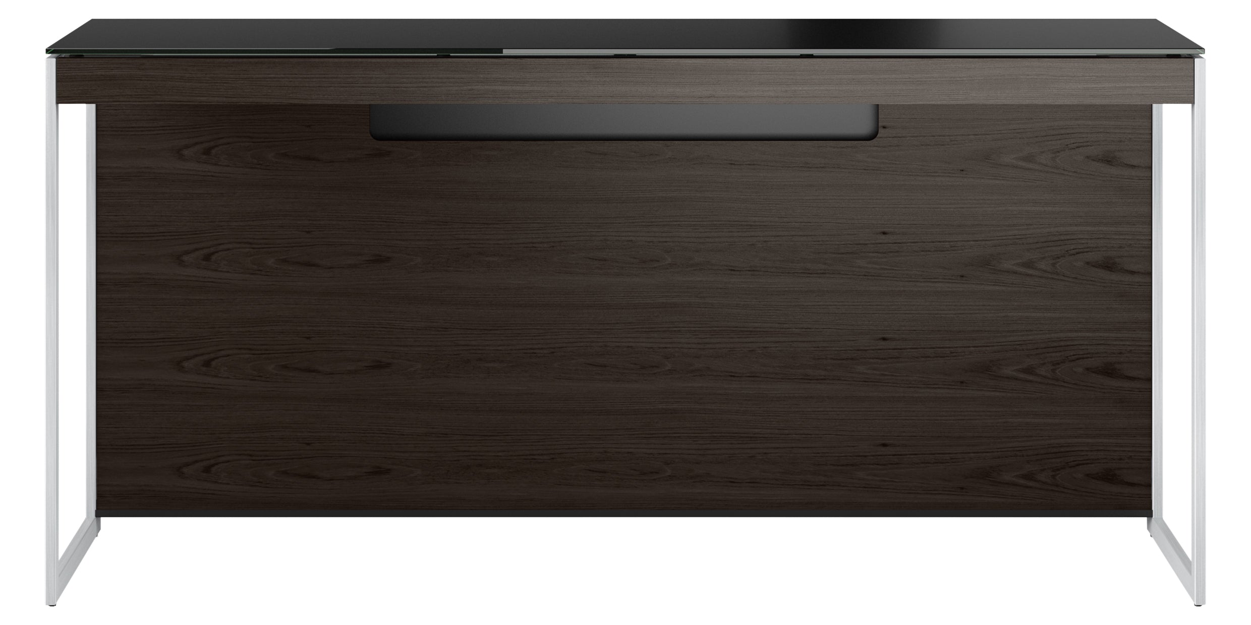Charcoal Ash Veneer and Black Satin-Etched Glass with Satin Nickel Steel | BDI Sequel Laptop Desk | Valley Ridge Furniture
