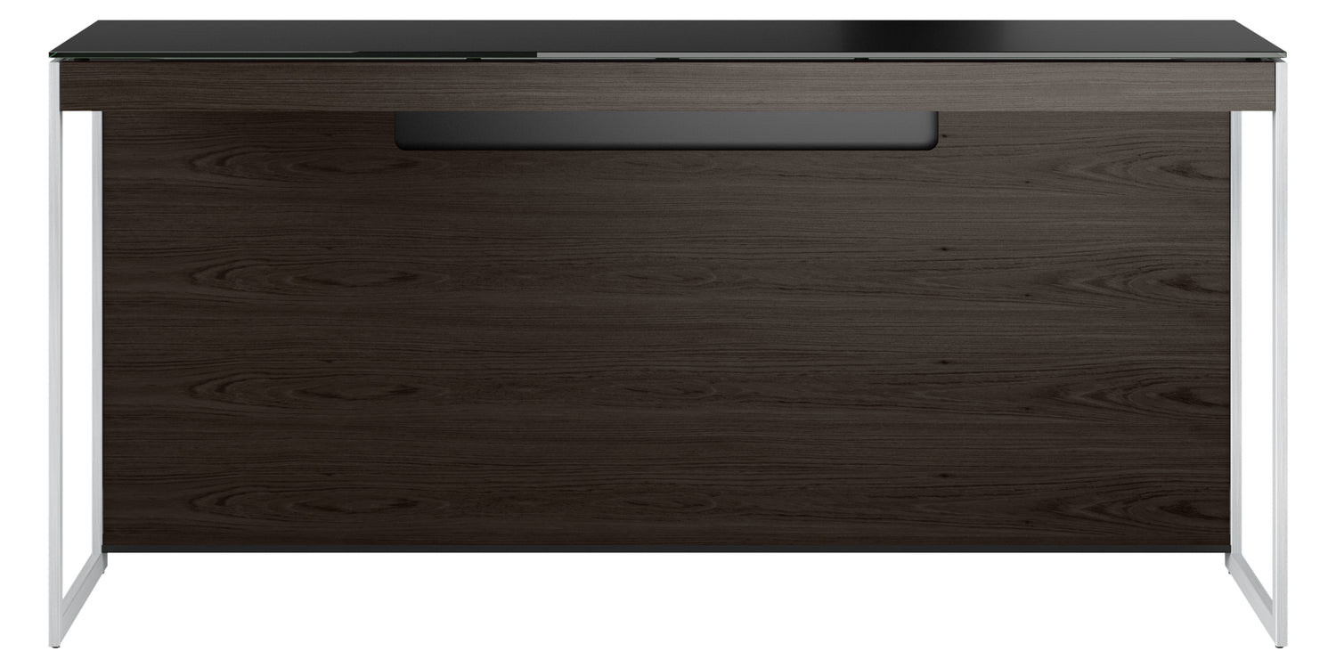 Charcoal Ash Veneer & Black Satin-Etched Glass with Satin Nickel Steel | BDI Sequel Laptop Desk | Valley Ridge Furniture