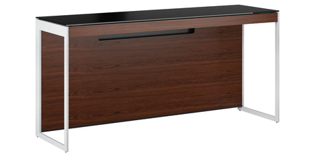 Chocolate Walnut Veneer and Black Satin-Etched Glass with Satin Nickel Steel | BDI Sequel Laptop Desk | Valley Ridge Furniture