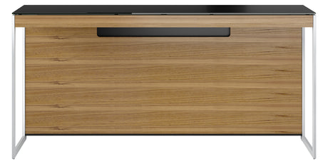 Natural Walnut Veneer and Black Satin-Etched Glass with Satin Nickel Steel | BDI Sequel Laptop Desk | Valley Ridge Furniture