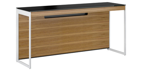 Natural Walnut Veneer and Black Satin-Etched Glass with Satin Nickel Steel | BDI Sequel Laptop Desk | Valley Ridge Furniture