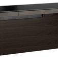 Charcoal Ash Veneer and Black Satin-Etched Glass with Black Steel | BDI Sequel Desk | Valley Ridge Furniture