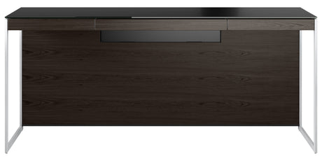 Charcoal Ash Veneer and Black Satin-Etched Glass with Satin Nickel Steel | BDI Sequel Desk | Valley Ridge Furniture