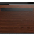 Chocolate Walnut Veneer and Black Satin-Etched Glass with Satin Nickel Steel | BDI Sequel Desk | Valley Ridge Furniture