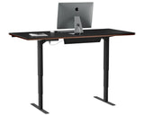 Chocolate Stained Walnut & Chocolate Walnut Veneer with Black Satin-Etched Glass & Black Steel | BDI Sequel Lift Desk | Valley Ridge Furniture