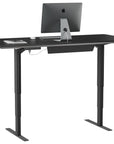 Charcoal Stained Ash & Charcoal Ash Veneer with Black Satin-Etched Glass & Black Steel | BDI Sequel Large Lift Desk | Valley Ridge Furniture
