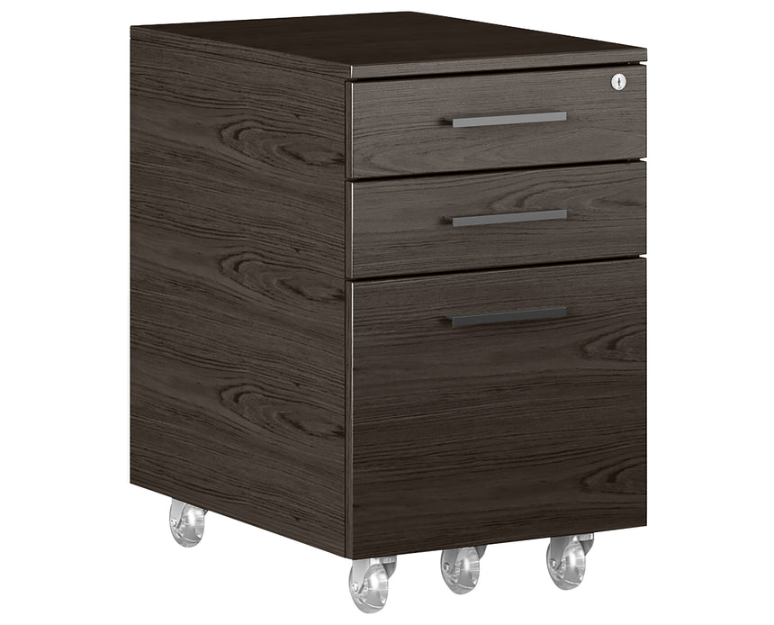 Charcoal Ash Veneer & Black Steel/Satin Nickel Steel | BDI Sequel Mobile File Cabinet | Valley Ridge Furniture