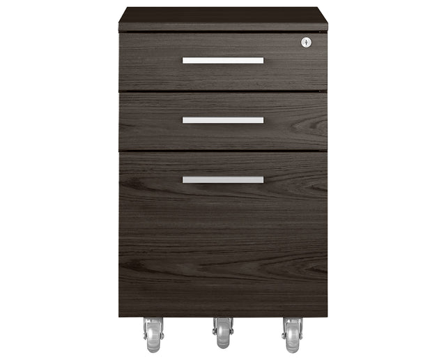 Charcoal Ash Veneer & Black Steel/Satin Nickel Steel | BDI Sequel Mobile File Cabinet | Valley Ridge Furniture