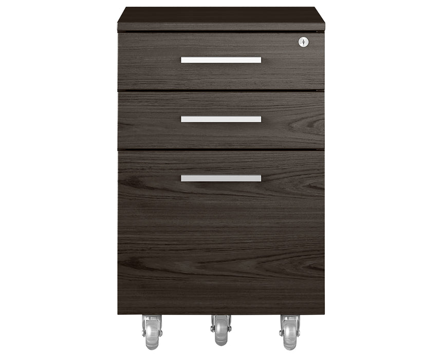 Charcoal Ash Veneer & Black Steel/Satin Nickel Steel | BDI Sequel Mobile File Cabinet | Valley Ridge Furniture